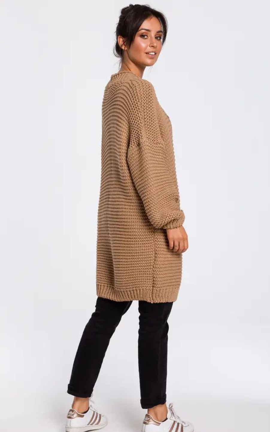 Knitwear * | Brand New Moe Caramel Brown Oversized Cardigan With Wide Sleeves