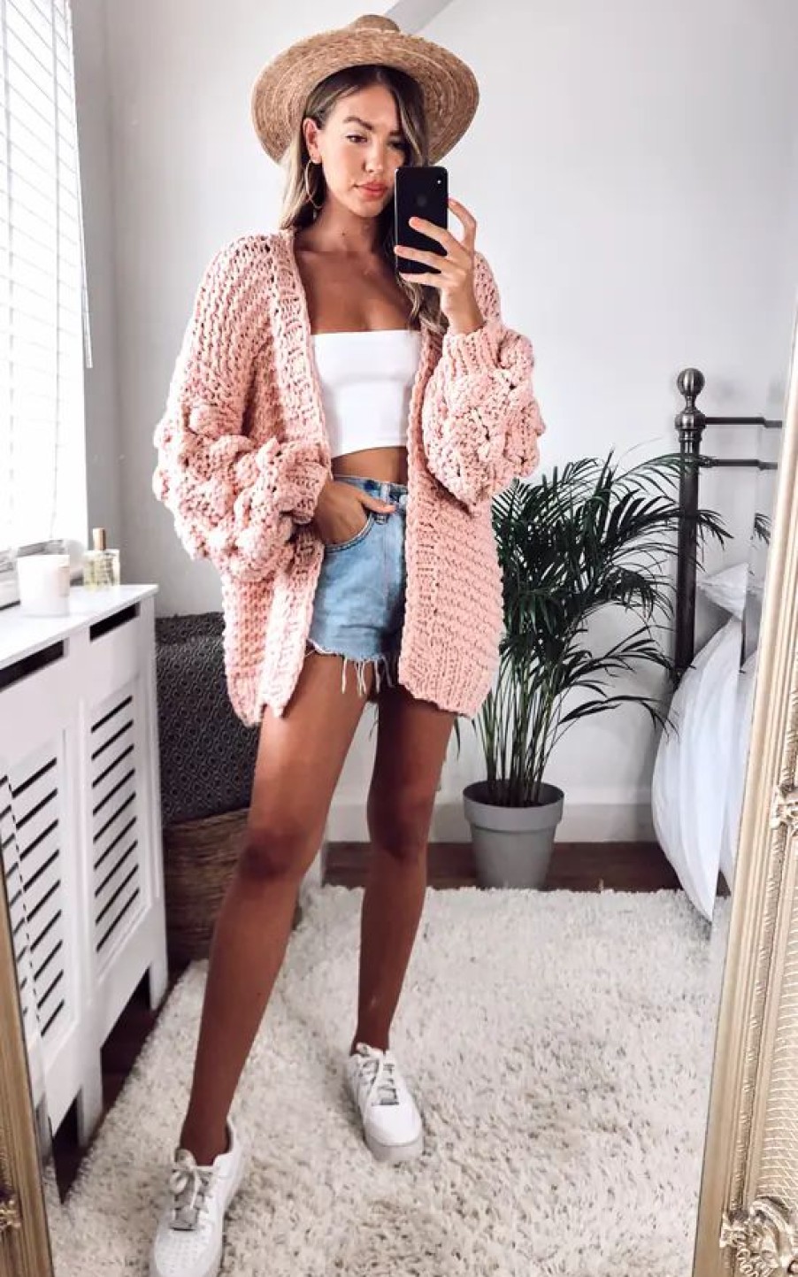 Knitwear * | Buy Cy Boutique Knitted Cardigan With Oversized Sleeves In Pink