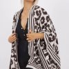 Knitwear * | New Boutique Store Off White And Brown Animal Print Poncho One Size Fit (10 20)