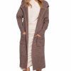 Knitwear * | Cheapest Moe Longline Hooded Cardigan With Pockets In Brown