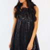 Dresses * | Promo Wired Angel Black Sequin Summer Swing Dress