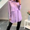 Tops * | Flash Sale Hoxton Gal Long Sleeves Oversized Shirt In Lilac