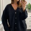 Knitwear * | Cheapest Malissa J Collection Oversized Button Cardigan In Black