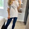 Tops * | Budget Hoxton Gal Oversized Sequin T Shirt In White