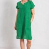 Dresses * | Flash Sale Boutique Store Green Linen V Neck Mini Dress