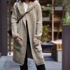 Knitwear * | Best Deal Moe Light Brown Hooded Long Cardigan