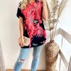 Tops * | Cheapest Cy Boutique Short Sleeve T Shirt With Pink Palm Leaf Design