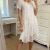 Dresses * | New Cy Boutique White Oversized Dress With Chiffon & Lace Details