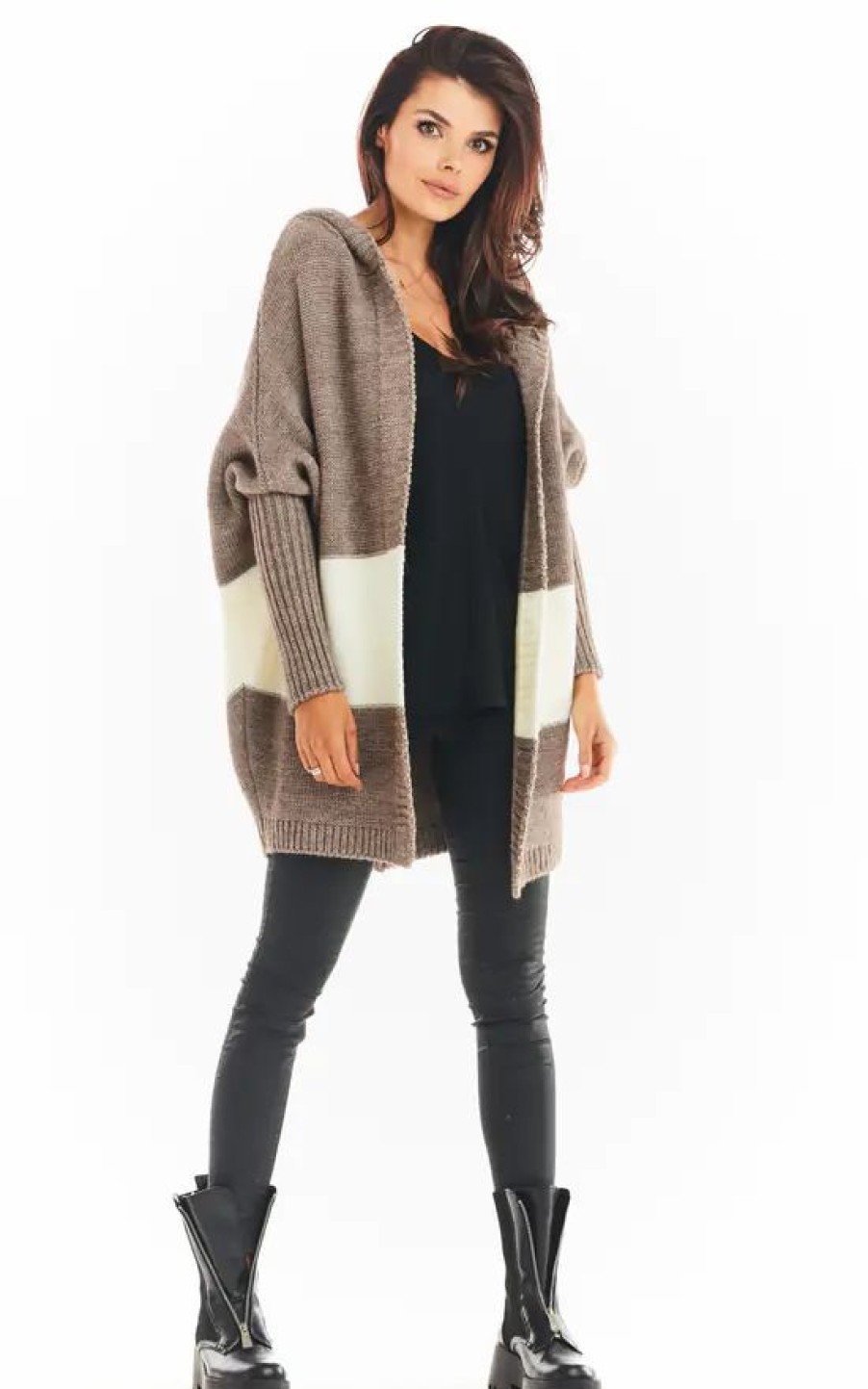 Knitwear * | Wholesale Awama Oversized Cardigan With Hood In Beige