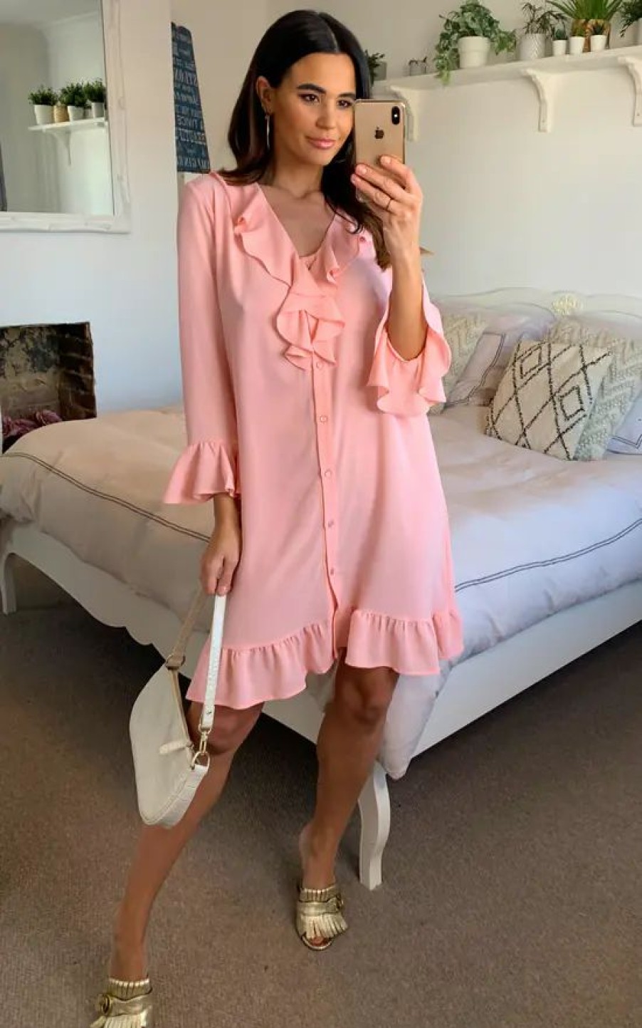 Dresses * | Best Sale Hoxton Gal Oversized Frilled Dress In Pink