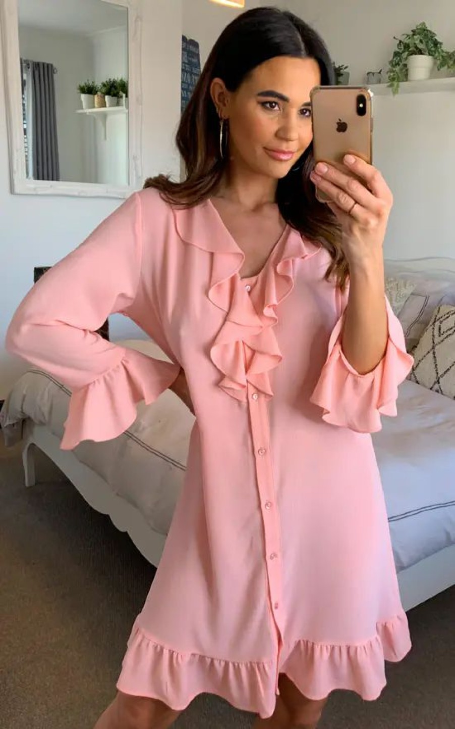 Dresses * | Best Sale Hoxton Gal Oversized Frilled Dress In Pink