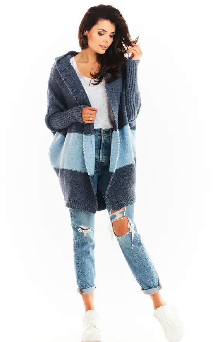 Knitwear * | Best Sale Awama Oversized Cardigan With Hood In Blue