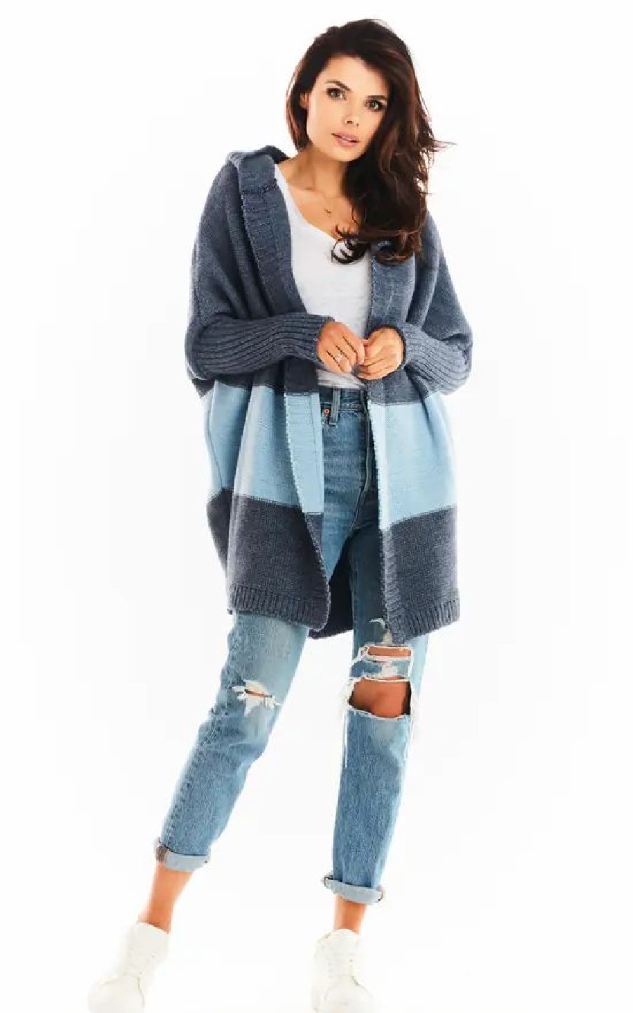 Knitwear * | Best Sale Awama Oversized Cardigan With Hood In Blue