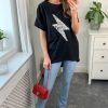 Tops * | New Hoxton Gal Oversized Sequin Relaxed T Shirt In Black