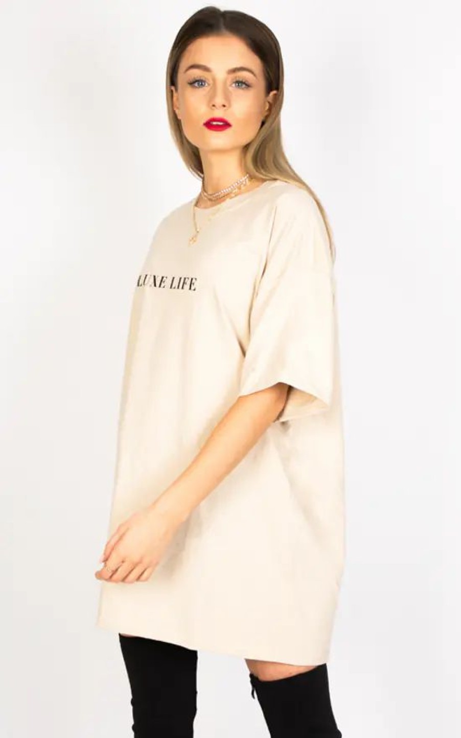 Tops * | Budget Pharaoh London Luxe Life Tee Nude