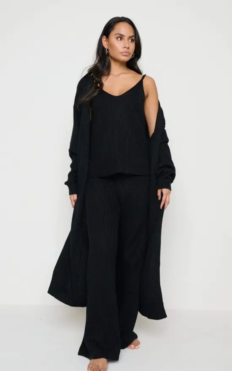 Knitwear * | Best Deal Pretty Lavish Arden Maxi Cardigan Black