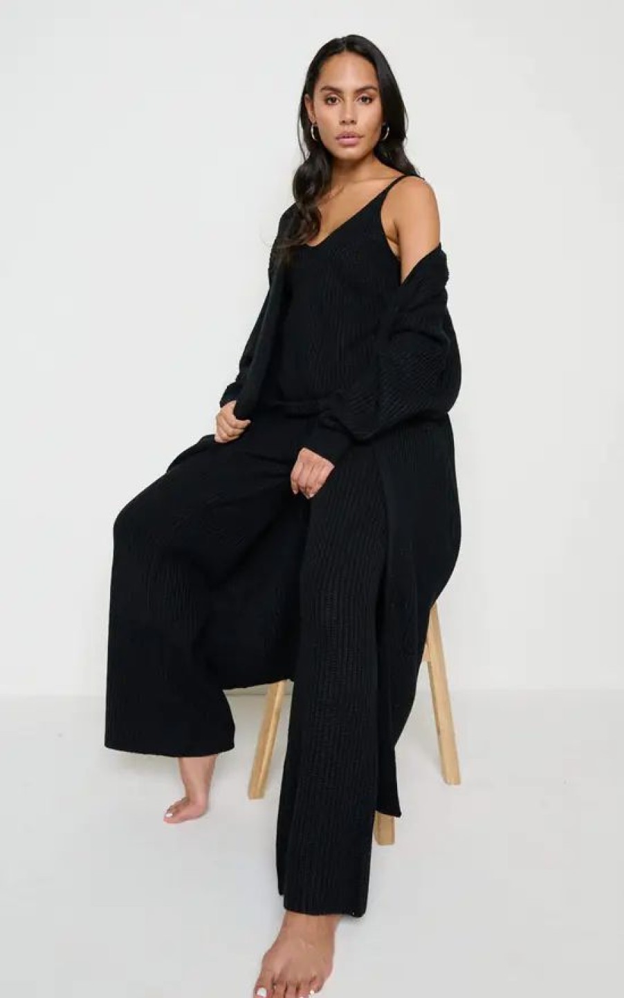 Knitwear * | Best Deal Pretty Lavish Arden Maxi Cardigan Black