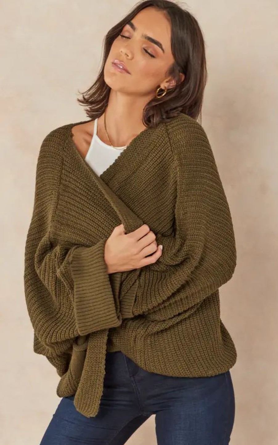 Knitwear * | Hot Sale Jenerique Oversize Chunky Cardigan In Khaki