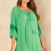 Dresses * | Promo Blue Vanilla Annalisa Crochet Sleeve Detail Dress In Jade