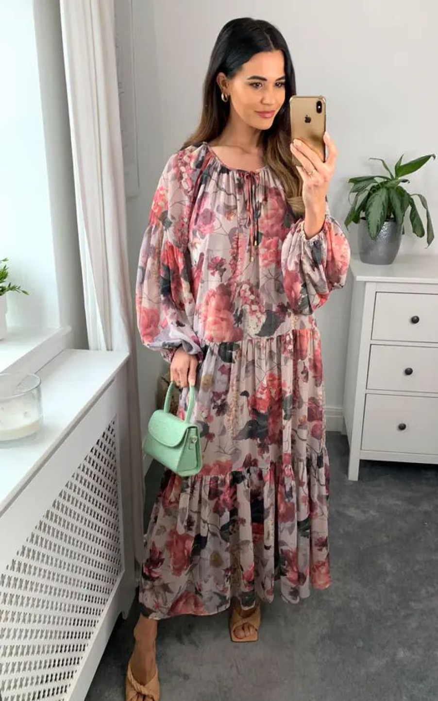 Dresses * | Outlet Malissa J Collection Oversized Floral Long Maxi Dress In Blush Pink