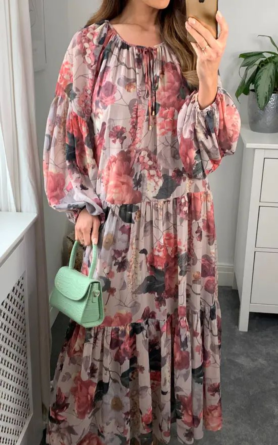 Dresses * | Outlet Malissa J Collection Oversized Floral Long Maxi Dress In Blush Pink