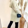 Dresses * | Best Pirce Cy Boutique Oversized Knitted Jumper Dress With Hood In Cream