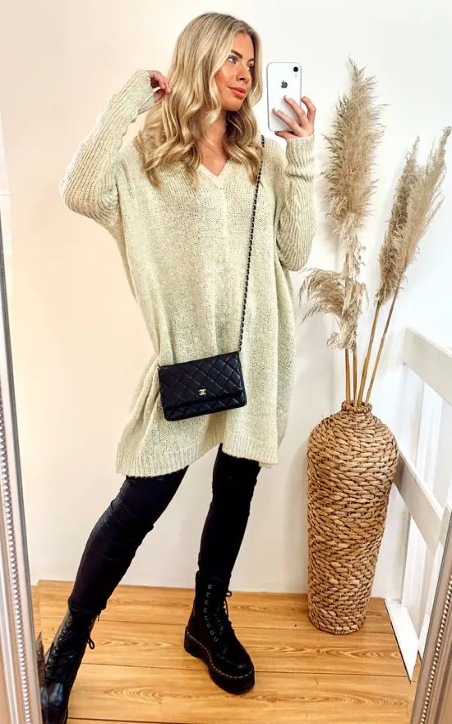 Dresses * | Best Pirce Cy Boutique Oversized Knitted Jumper Dress With Hood In Cream