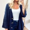 Knitwear * | New Cy Boutique Longline Knitted Cardigan With Pockets In Blue