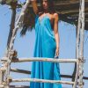 Dresses * | Best Deal Natasha Kieran Backless Coin Maxi Dress In Turquoise