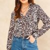 Tops * | Budget Jenerique Long Sleeve Shirt In Geometric Leopard Print