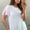 Tops * | Wholesale Hoxton Gal Short Sleeves Oversized Pleated Top In White