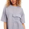 Tops * | Flash Sale Loes House Oversized Box Pocket Top In Silver Grey