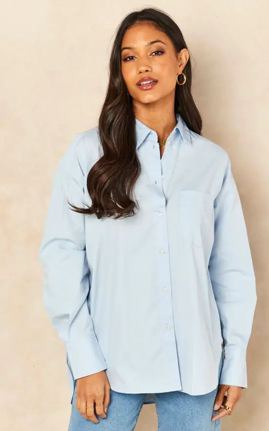 Tops * | Buy Jjxx Relaxed Fit Poplin Shirt In Light Blue