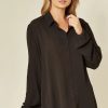 Tops * | Flash Sale Hoxton Gal Oversized Crepe Relaxed Shirt In Black