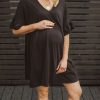 Dresses * | Outlet Current Bun Maternity Maternity Black Mini Smock Dress