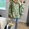 Tops * | Hot Sale Cy Boutique Oversized Long Sleeve Shirt In Green Paisley Scarf Print