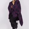 Knitwear * | Deals Boutique Store Purple & Navy Knitwear Poncho One Size Fit (10 18)