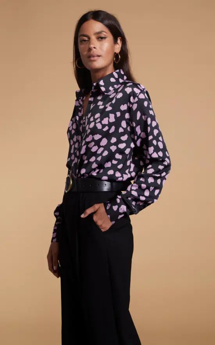 Tops * | Best Sale Dancing Leopard Nevada Shirt In Pink On Black Cloud