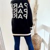 Knitwear * | Flash Sale Cy Boutique Oversized Paris Embroidered Cardigan In Black