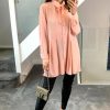 Tops * | Buy Hoxton Gal Oversized Tie Neck Pleated Shirt In Pink