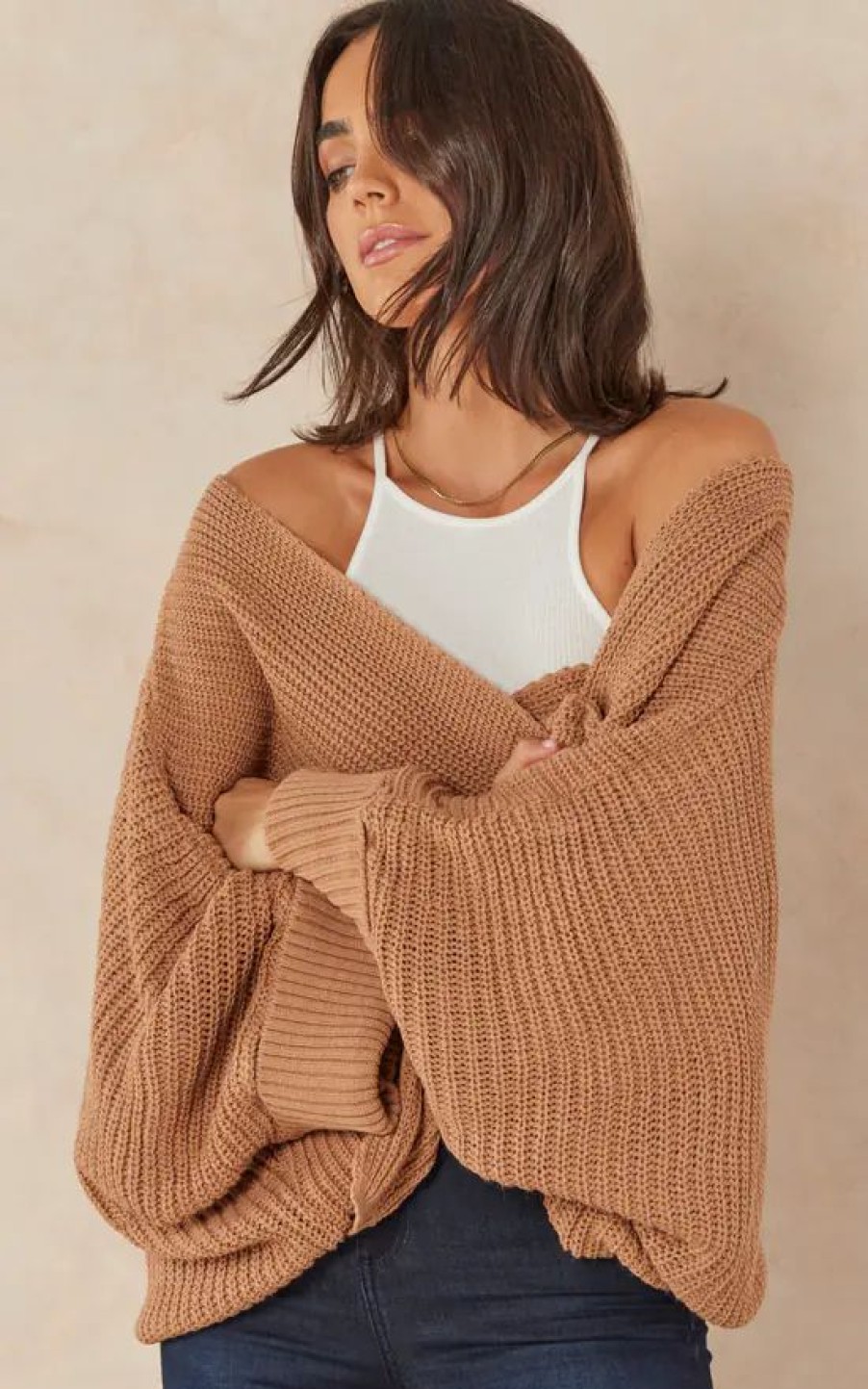 Knitwear * | Deals Jenerique Oversize Chunky Cardigan In Camel