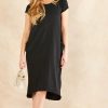 Dresses * | Flash Sale Belle Love Italy Cap Sleeve 2 Pocket Cotton Midi Dress In Navy