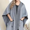 Knitwear * | Brand New Lucy Sparks Grey Smart Hooded Cape With Pockets