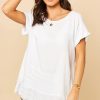 Tops * | Deals Bella And Blue Dipped Frill Hem T Shirt Top In White