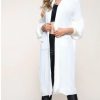 Knitwear * | Coupon Gigiland Uk Cream/White Bell Sleeve Oversized Longline Cardigan