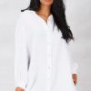 Dresses * | Hot Sale Boutique Store White Cheesecloth Shirt Dress