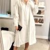 Dresses * | Cheapest Cy Boutique Cotton Shirt Dress With Pleated Chiffon Hem Design In White