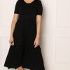 Dresses * | Best Reviews Of One Nation Clothing Tiered Jersey Smock Midi Dress In Black