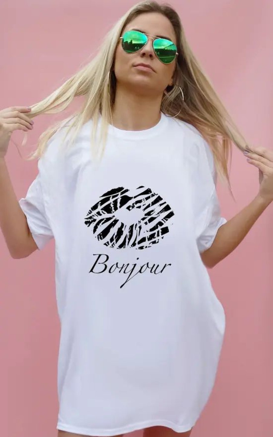 Tops * | Flash Sale Sade Farrell Bonjour Zebra Kiss T Shirt In White