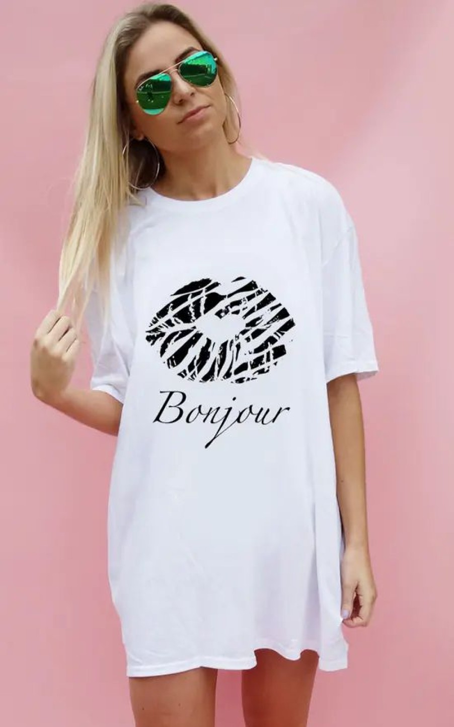 Tops * | Flash Sale Sade Farrell Bonjour Zebra Kiss T Shirt In White